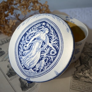 Boite au bijoux toile de Jouy vintage, coffret style antique