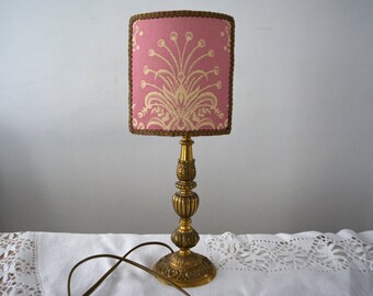 Vintage Tischlampe in Bronze mit Lampshade ecran italiener