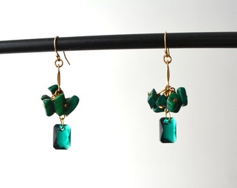 Pendant earring malachite