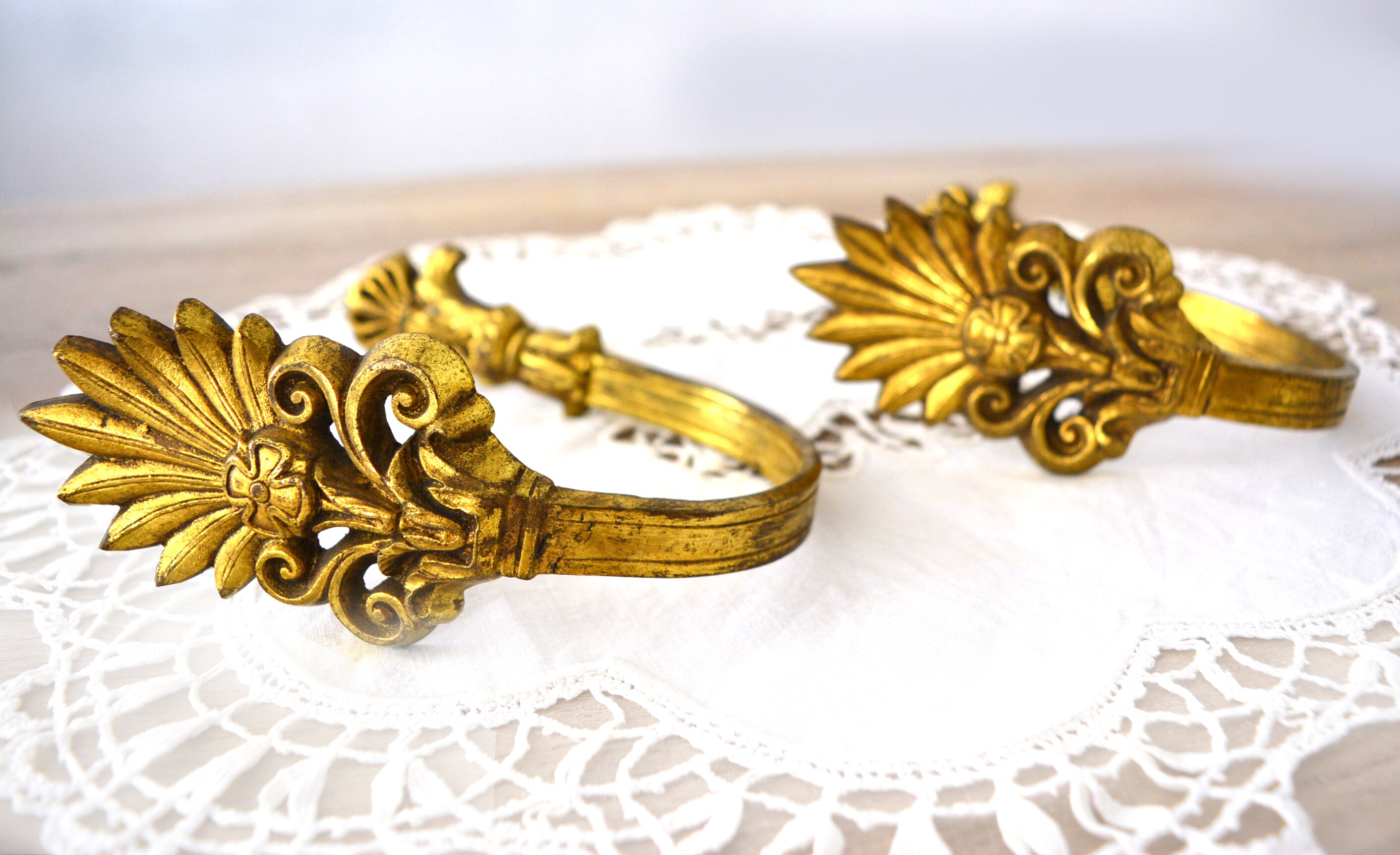 Pair of Vintage Bronze Curtain Tiebacks Antique Bronze Etsy