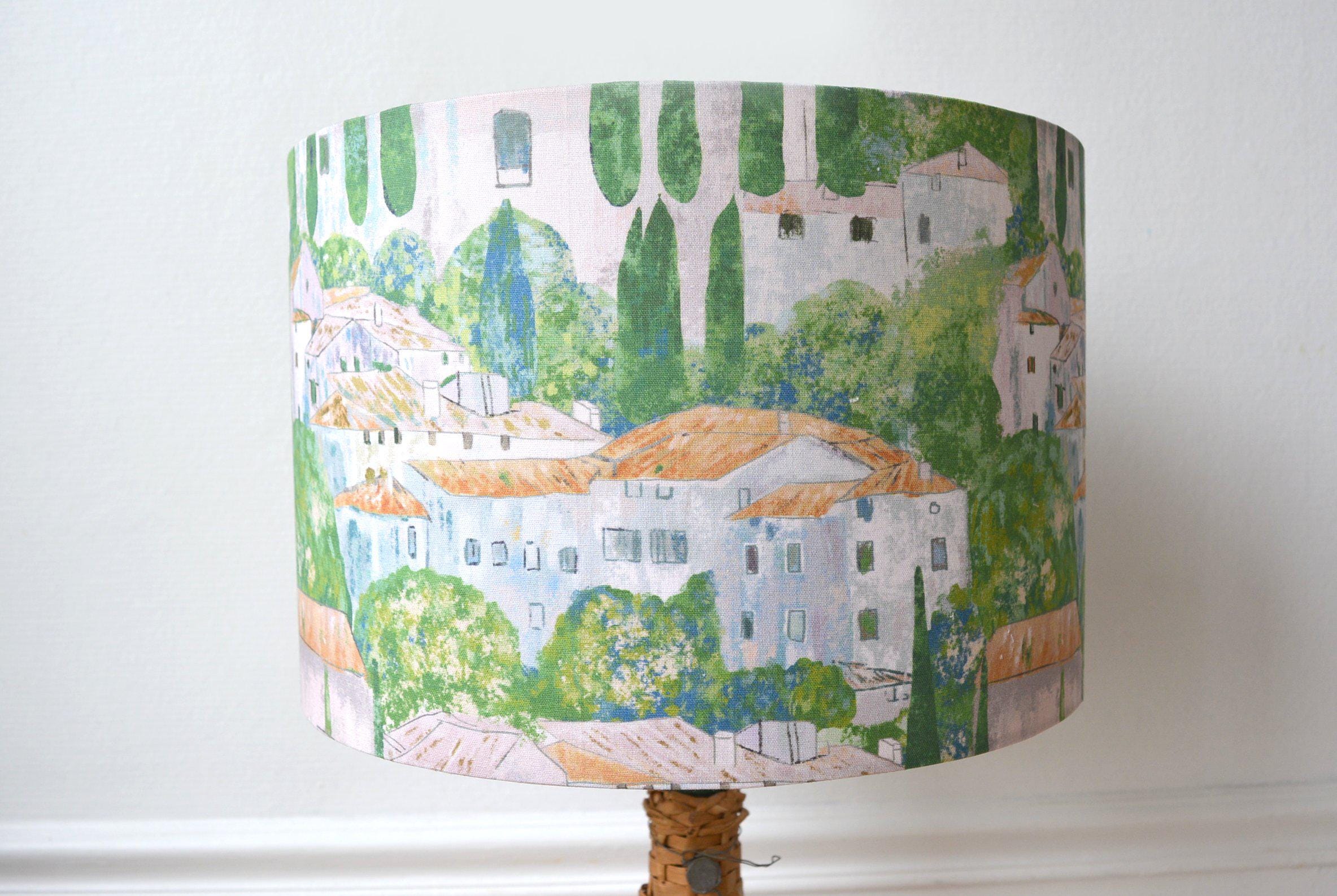 Lampshade pattern city italian villa, jungle, lampshade suspension, handcrafted