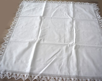French vintage square pillowcase, VINTAGE white pillowcase, white cotton antique pillowcase