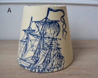 Single lampshade vintage toile Jouy decor marine, ship decor,antique decor, handcrafted