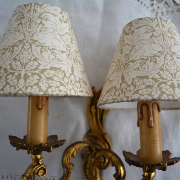 Pair of Decorative lampshades clips, 2 floral pattern lampshades, rabbits, flowers pattern lampshade, handcrafted