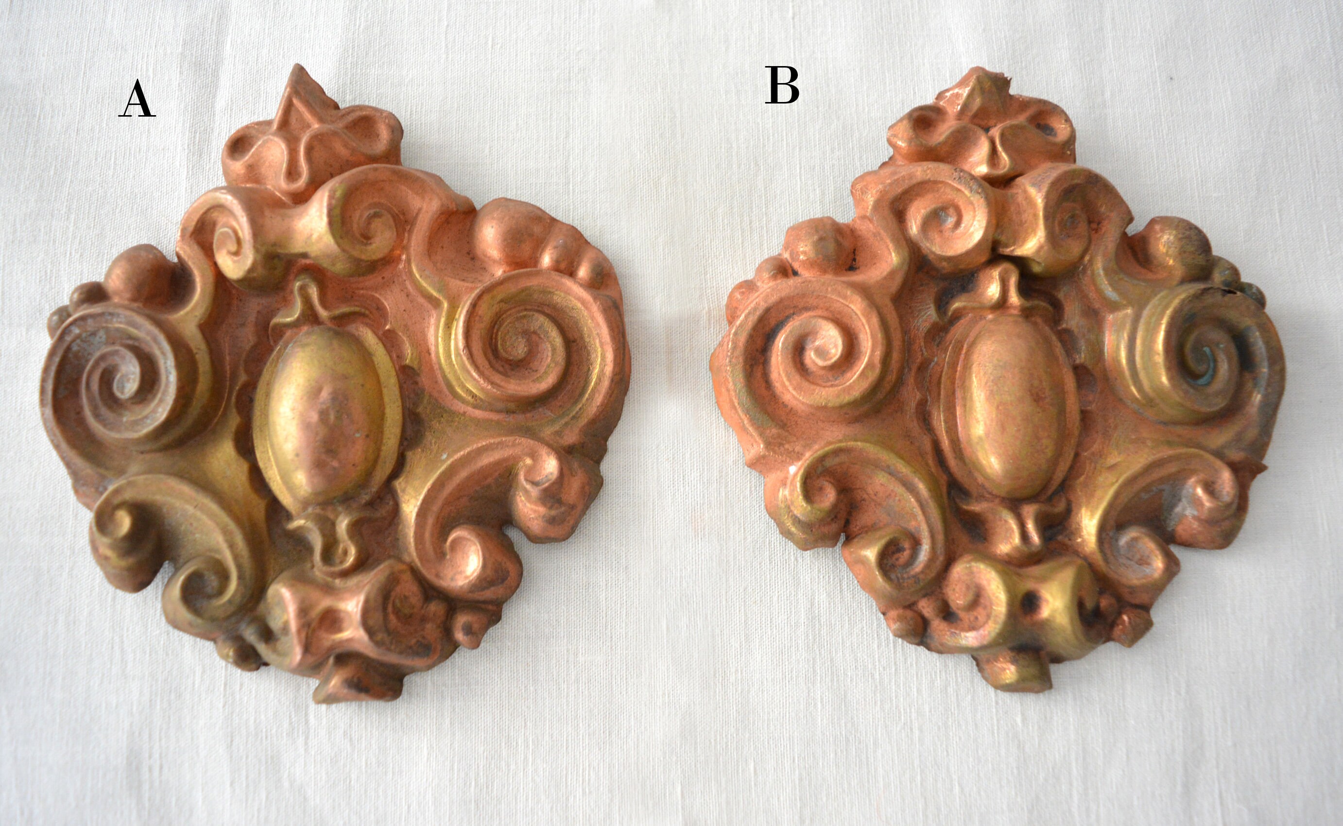 Décor d'élément Décoratif en Cuivre Vintage, Décor Mural Ormolu Antique, de Boucles