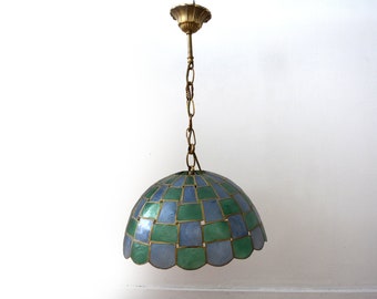 Vintage ceiling lamp, lamp style tiffany, vinytage green chandelier abat-jour