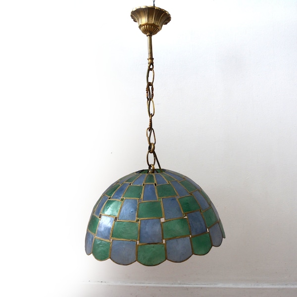 Vintage ceiling lamp, lamp style tiffany, vinytage green chandelier abat-jour