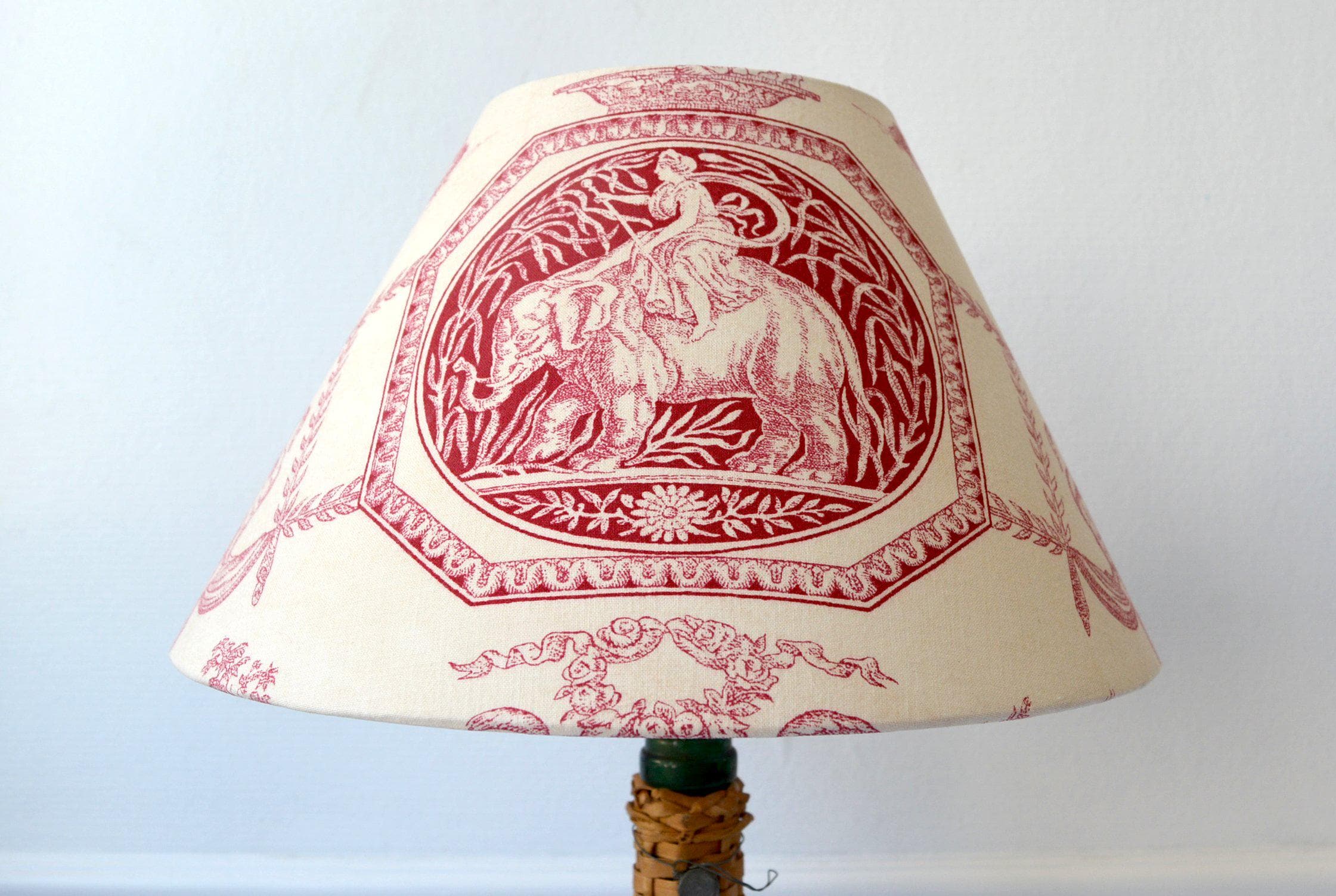 Decorative lampshade fabric toile de JOUY red handcrafted