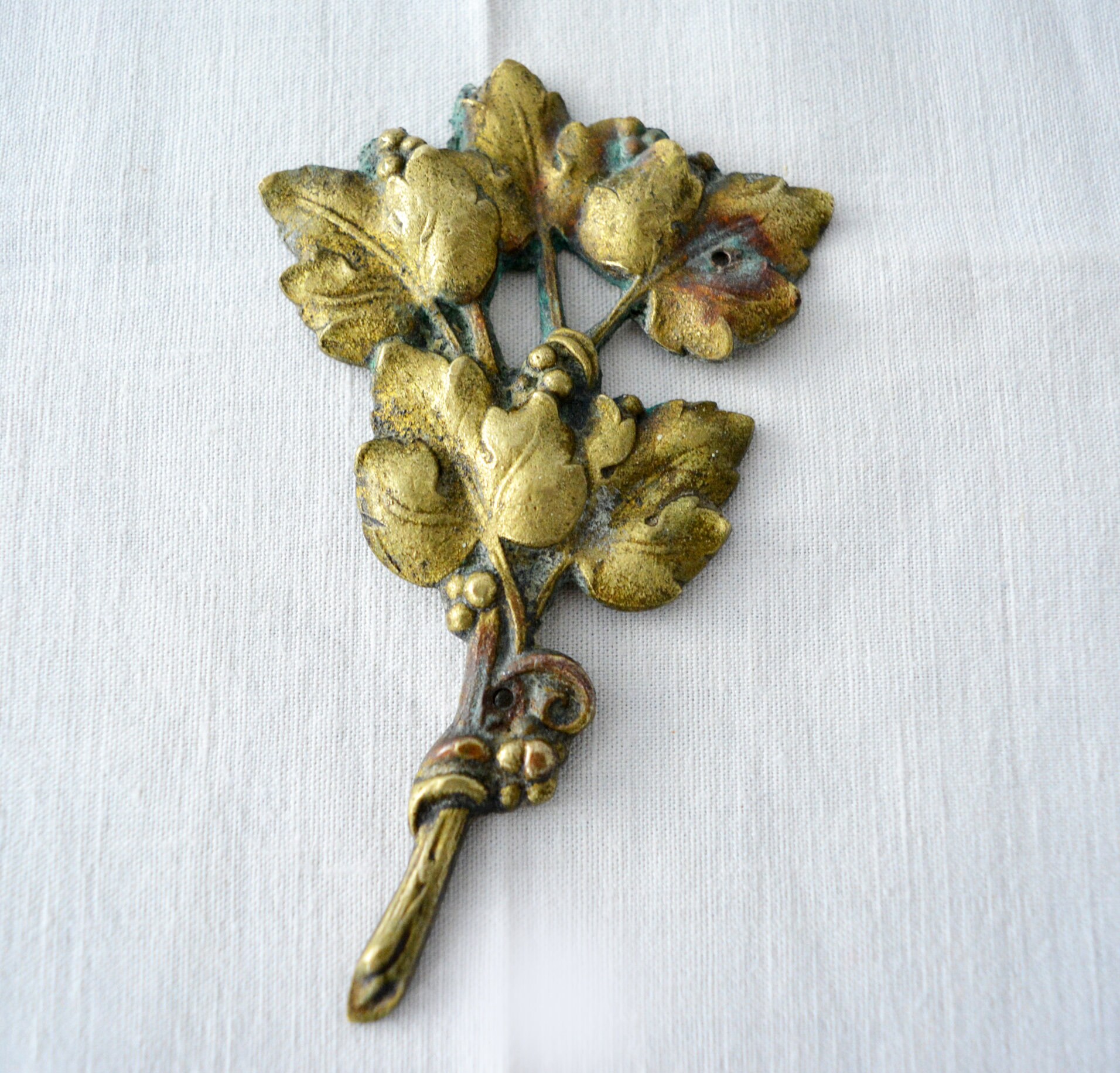 Élément Décoratif en Bronze Vintage Bouquet de Fleurs, Brin Fleurs Décor Mural