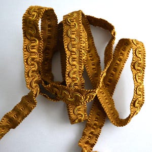 French vintage Gimp trim passementerie, beige mustard trim, haberdashery trimmings curtains, upholstery fabrics