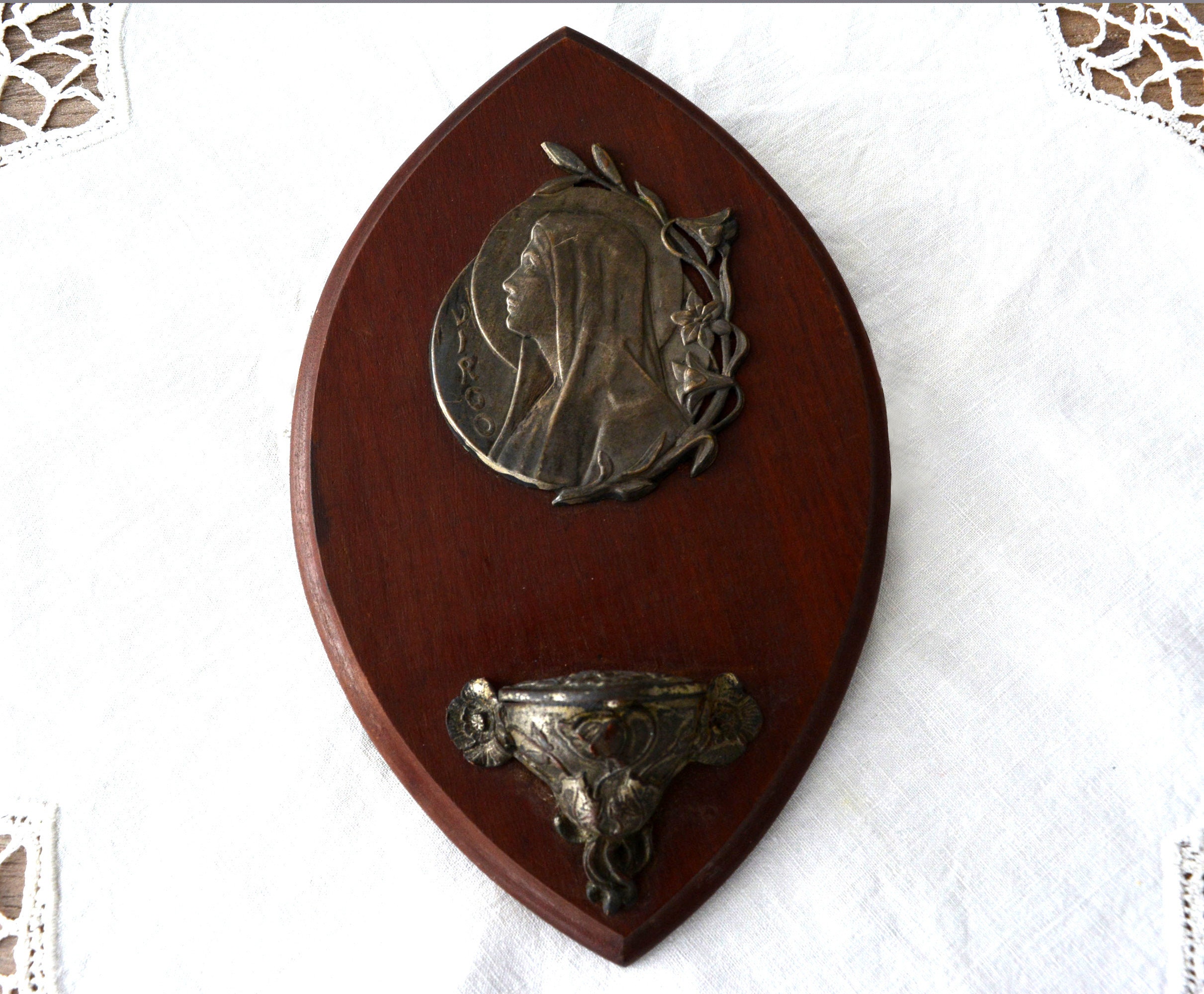 Français Police d'eau Bénite Vintage, Religieuse Dame Marie