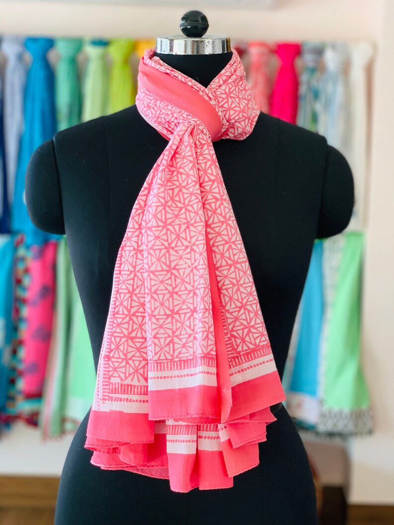 New Indian Women Cotton Long Sarong Stole Scarf Swimwear Hand Block Print Pareo