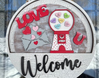 Farmhouse Valentine/Spring Inserts for Round Interchangeable Signs, door hangers