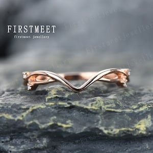 Unique wedding band, V wedding band, rose gold band, Celtic knot wedding band, infinity ring, curve wedding band, chevron ring, anniversary