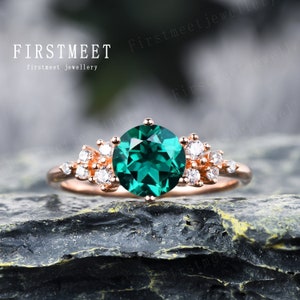 Emerald promise ring diamond wedding band vintage emerald engagement ring may birthstone wedding ring anniversary ring