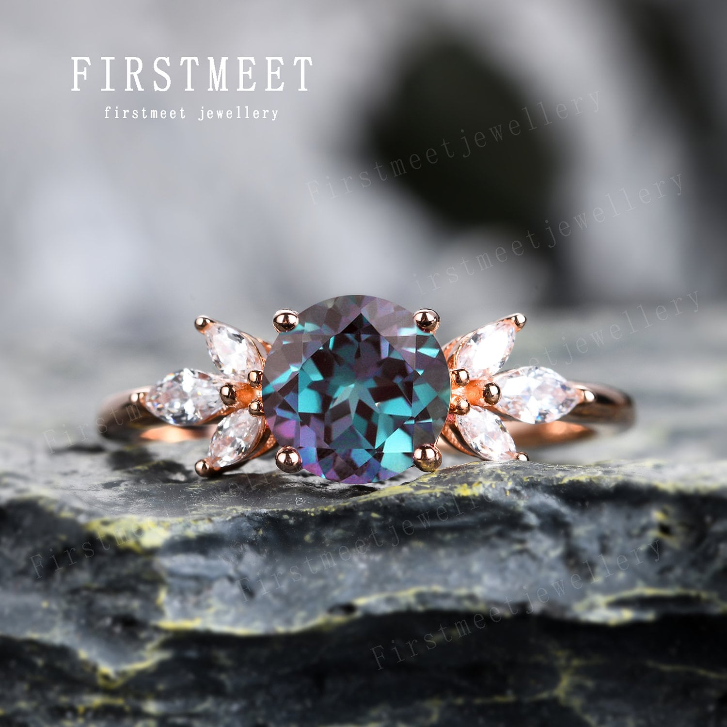 June Birthstone Rings For Women Vintage Alexandrite Engagement