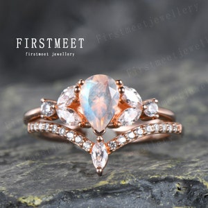 Natural Moonstone Leaf Ring Leaf Design Engagement Promise Ring For Women June Birthstone Gift For Her Fire Gemstone Ring Anniversary Gift