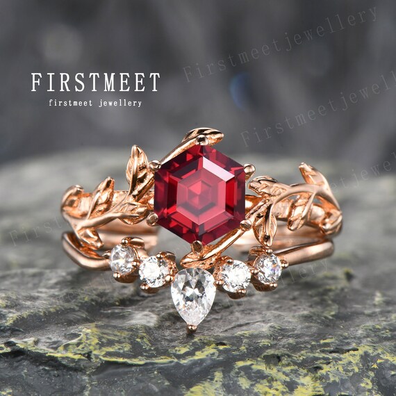 Ruby engagement ring best sale set