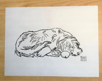 Linoleum Print 'Sleeping Lilo'