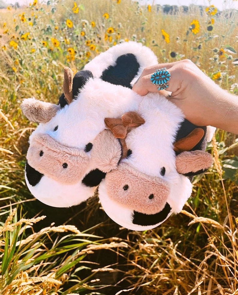 Cow Slippers Etsy