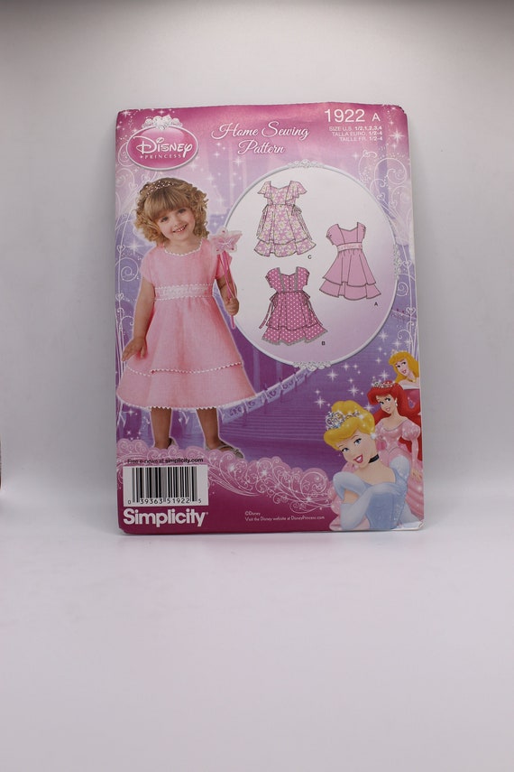 Simplicity 1922 Disney Princess Sewing Pattern Toddler Etsy