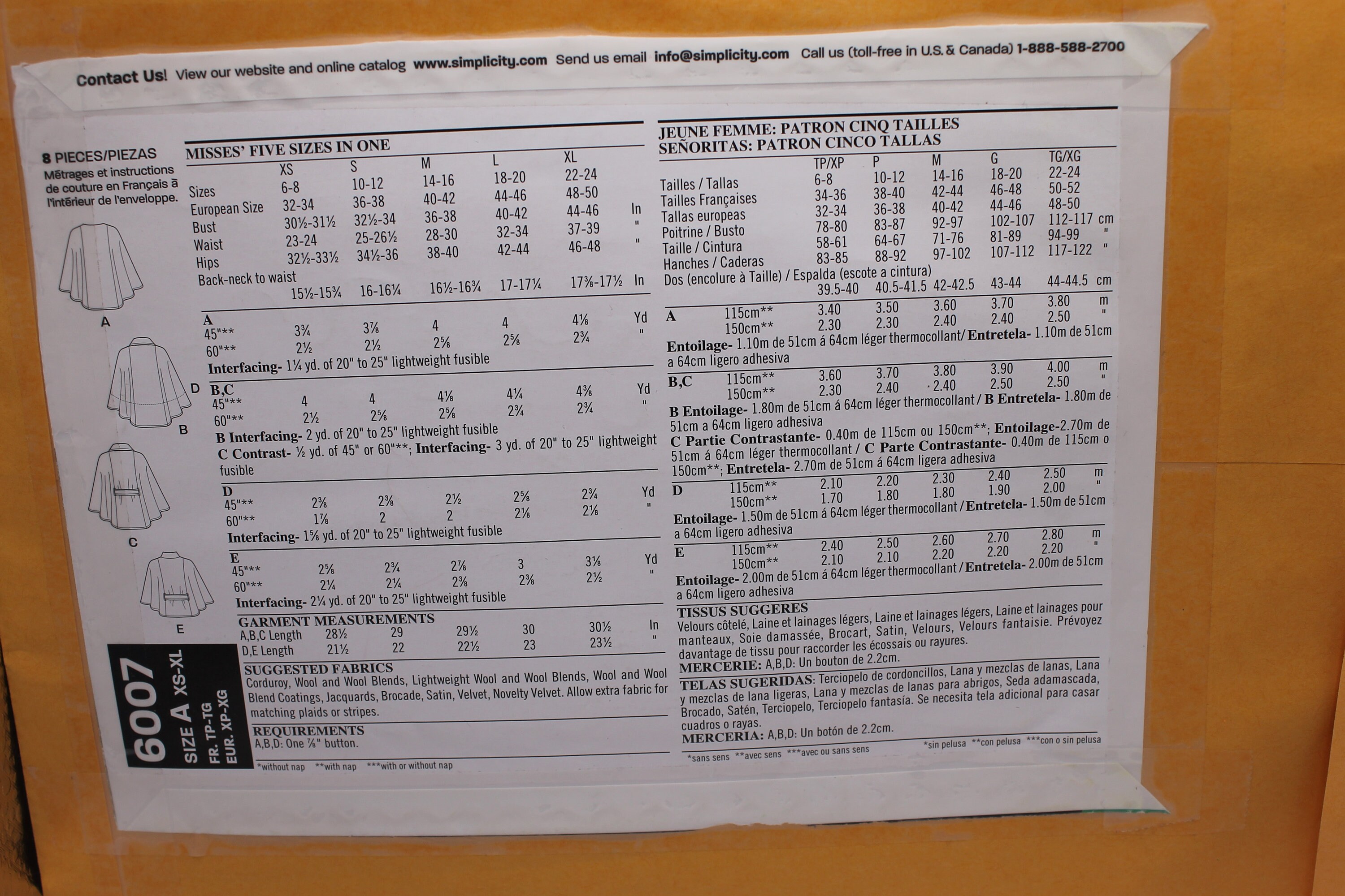 New Look 6007 Easy Cape Sewing Pattern Etsy UK