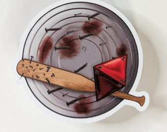 Trash Can Lid Shield Sticker Baseball Bat and Dice | 2 inch Vinyl