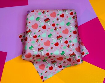 Mushroom Frog Love Microfiber Cleaning Cloth | Pink and Yellow