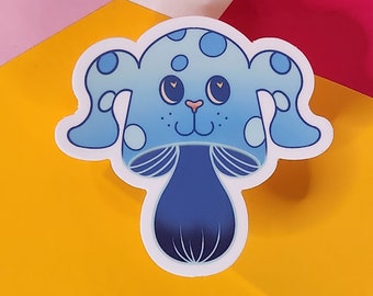 Blue Puppy Mushroom Vinyl Sticker | Waterproof Die Cut (2.5 In)