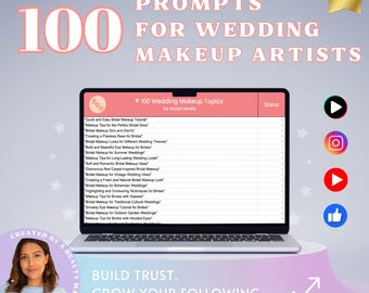 100 Trending Wedding Makeup Artist Prompts for Social Media, Tiktok, Instagram, Facebook, Pinterest