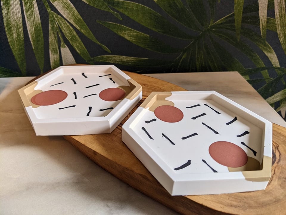 Jesmonite Hexagon Tray/ Coaster/ Trinket Dish/ Home Decor/ Etsy