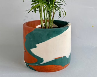 Handmade unique plant pot | 15cm or 25cm diameter |  copper and teal coloured | Mother’s Day gift | gift ideas | home décor