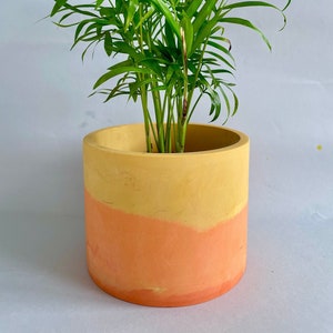 Maceta única hecha a mano / 15 cm o 25 cm de diámetro / maceta amarilla y naranja ombré / regalo del Día de la Madre / ideas de regalos / decoración del hogar