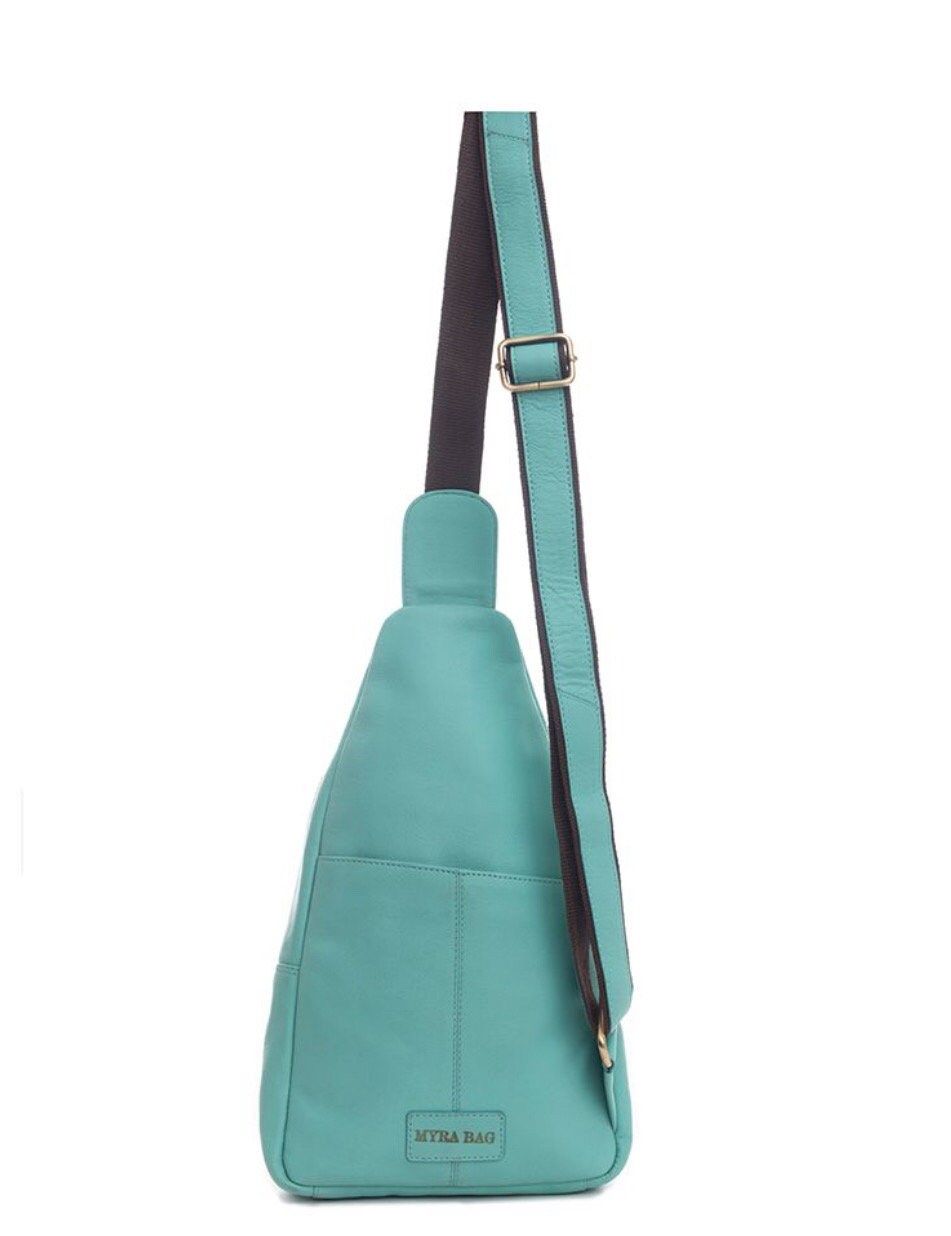 Myra turquoise and cowhide Vedona Valley Sling Bag. Myra Vedona Valley Sling Bag - Etsy main image 2