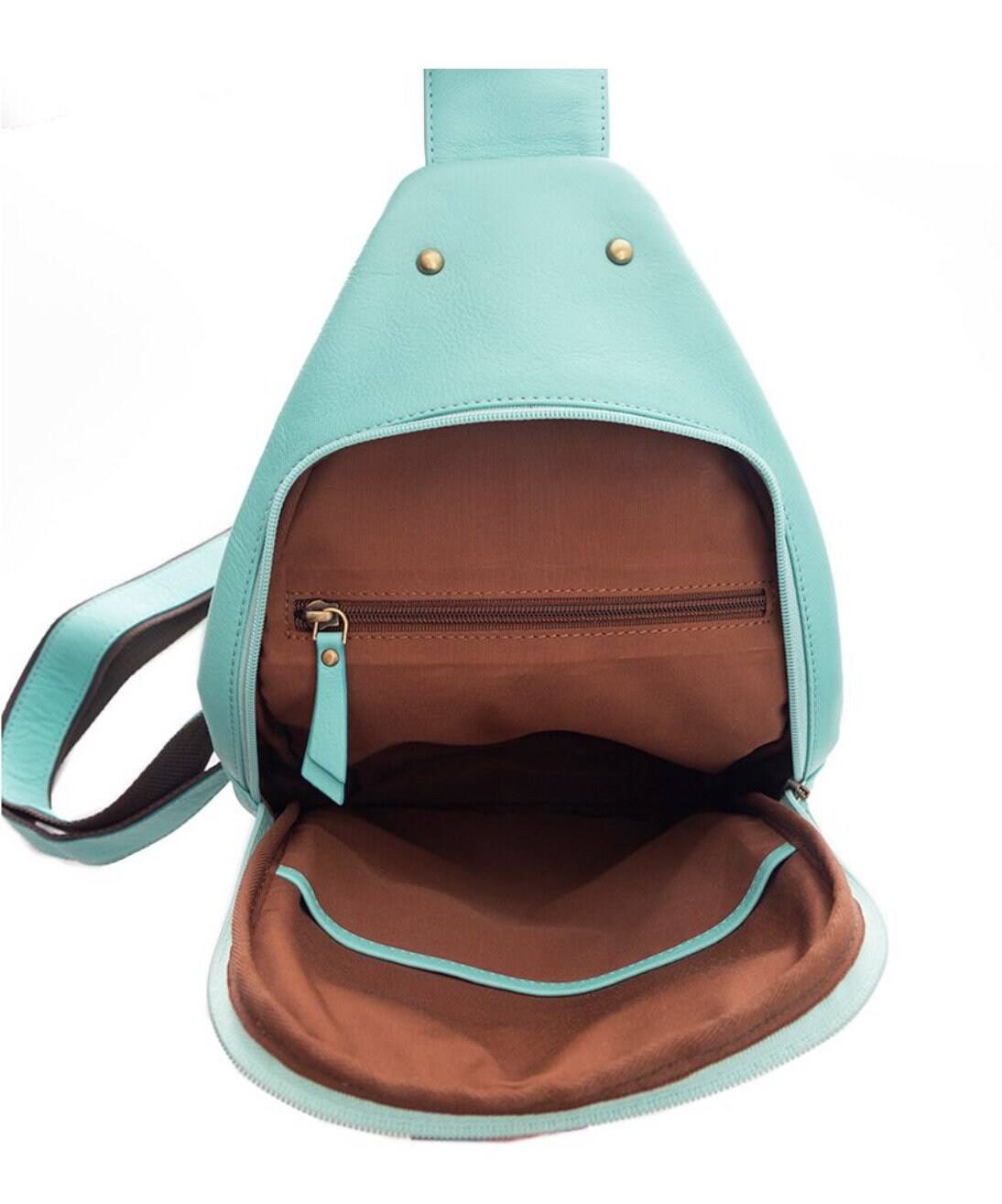 Myra turquoise and cowhide Vedona Valley Sling Bag. Myra Vedona Valley Sling Bag - Etsy main image 4