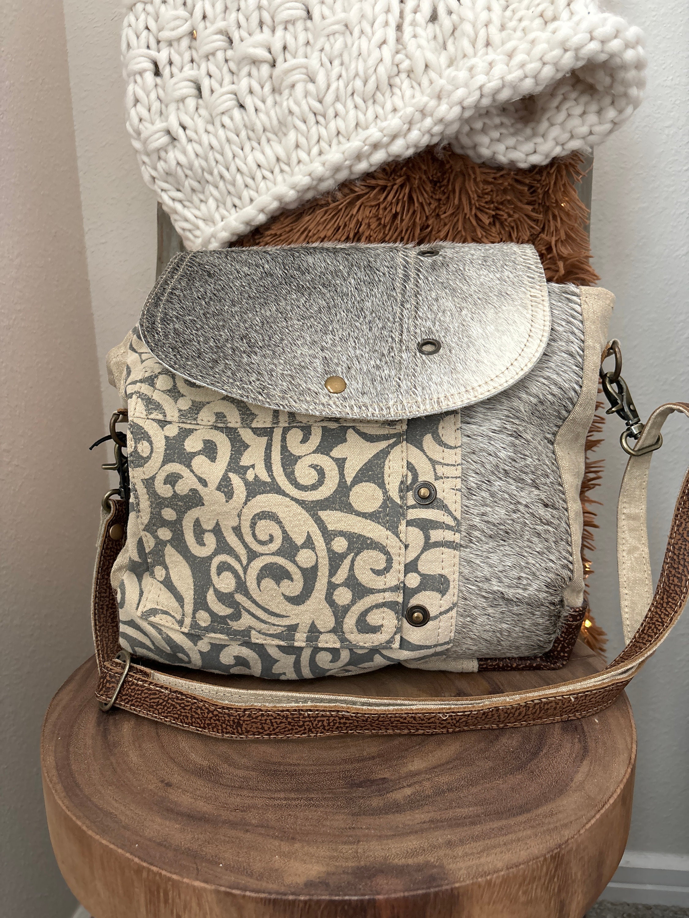 Myra Messenger Bag - Etsy Myra Bag Brown and Gray Canvas Messenger Bag main image 0
