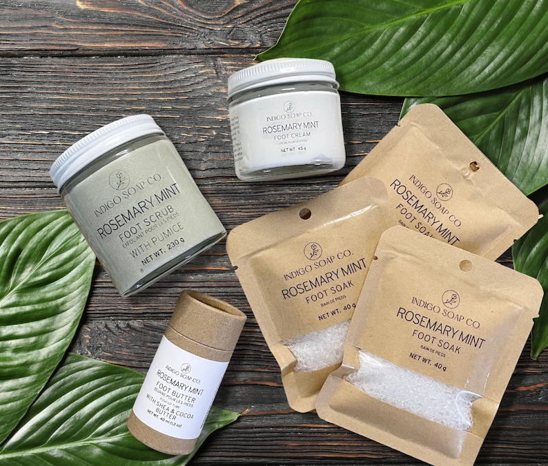 Rosemary Mint Foot Care Set Foot Soak Foot Scrub Pumice Etsy