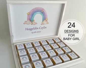 Baby Party Favors, Custom Box Chocolates For Baby Girl, Baby Birthday Chocolate, Favors For Baby Shower