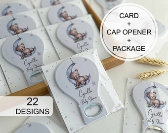 Customized Baby Shower Gift Magnet, Cap Opener, Birthday or Baptism Event