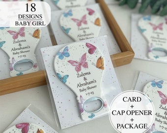 Customized Baby Shower Gift Magnet, Cap Opener, Birthday or Baptism Event, Swan Themes, Baby Girl Favors, Baby Shower