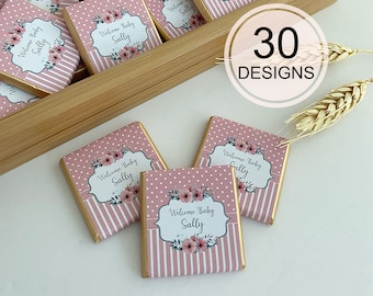 Baby Girl Chocolate, Baby Favors, Baby Chocolate, Rainbow Chocolate, Baby Shower, Birthday, Baptism Chocolate