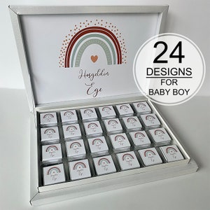 Bomboniere per bambini, scatole personalizzate di cioccolatini per neonato, cioccolatini per compleanno bambino, bomboniere per baby shower