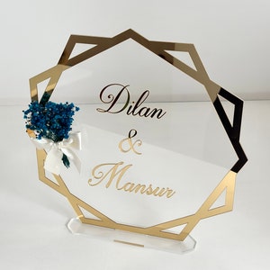 Table Signs, Wedding Table Decor, Engagement Table Decor, Plexiglass Name Decor, Name Display, Couple Name Display, Table Centrepieces image 7