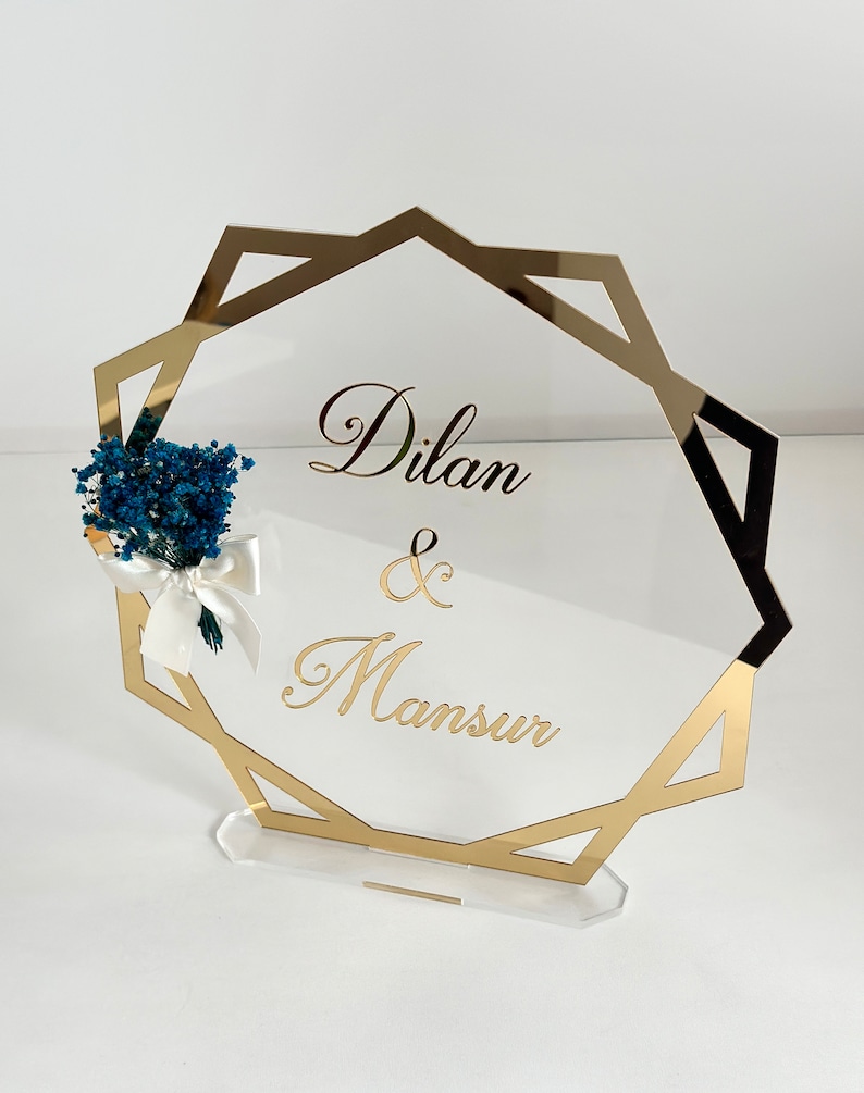 Table Signs, Wedding Table Decor, Engagement Table Decor, Plexiglass Name Decor, Name Display, Couple Name Display, Table Centrepieces image 7