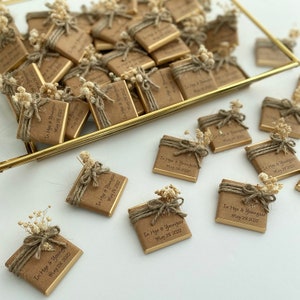 Bomboniere di nozze al cioccolato, bomboniere di nozze, cioccolato di fidanzamento, cioccolato di nozze Kraft, cioccolato fiorito, bomboniere rustiche