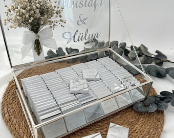 Engagement Chocolate, Wedding Favors Chocolate, Chocolate For Engagement Guests, Glass Box