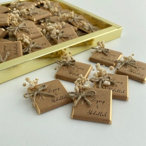Bomboniere di nozze al cioccolato, bomboniere di nozze, cioccolato di fidanzamento, cioccolato di nozze Kraft, cioccolato fiorito, bomboniere rustiche