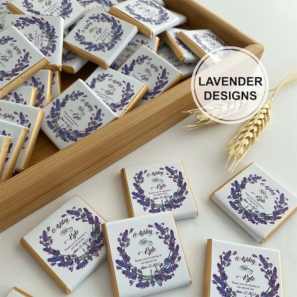 Wedding Chocolate, Wedding Favors, Engagement Favors Chocolate, Lavender Designs Chocolate, Lavender Favors