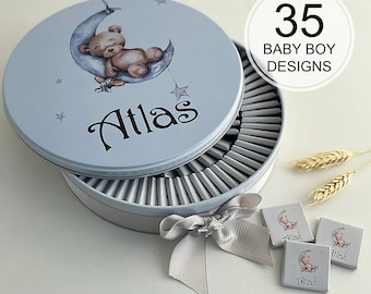Baby Chocolate, Metal Box Chocolates For Baby, Baby Shower, Baptism, Birthday Chocolate