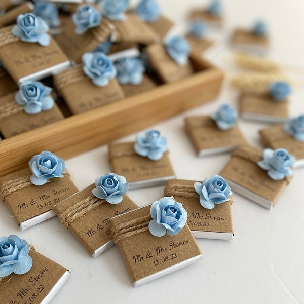 Wedding Favors Chocolate, Wedding Favors, Engagement Chocolate, Wedding Chocolate, Blue Floral Chocolate